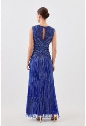 Petite Embellished Beaded Woven Maxi Dress