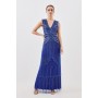 Petite Embellished Beaded Woven Maxi Dress