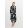 Petite Mono Floral Viscose Georgette Woven Maxi Dress