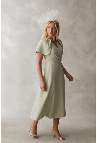 Wrap Midi Dress With Sleeve...