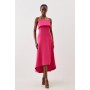 Tailored Compact Stretch Bandeau Full Skirt Midi Dress