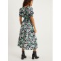 PETITE FLORAL SHIRRED CUFF DRESS