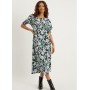 PETITE FLORAL SHIRRED CUFF DRESS