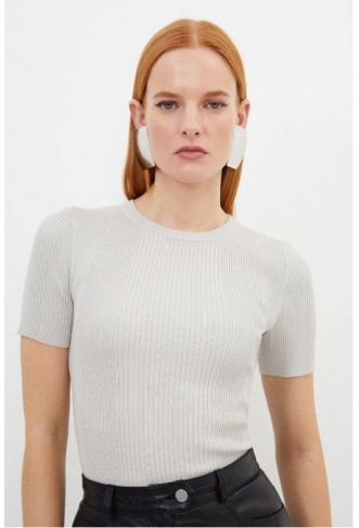 Viscose Blend Rib Knit T-shirt