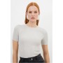 Viscose Blend Rib Knit T-shirt