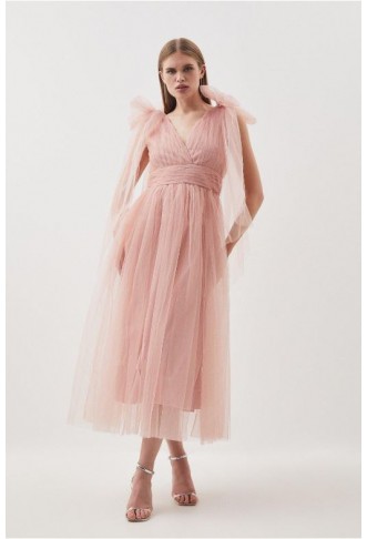 Tulle Tie Straps Plunge...