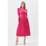 Compact Stretch Notch Neck Wrap Belted Forever Midi Dress