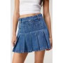 The Denim Pleated Mini Skirt