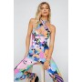 Floral Print Halter Neck Bodycon Jumpsuit