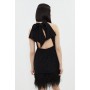 Premium Lace Feather Hem Halter Neck Mini Dress