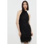 Premium Lace Feather Hem Halter Neck Mini Dress