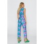 Abstract Border Print V Neck Jumpsuit