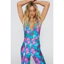 Abstract Border Print V Neck Jumpsuit