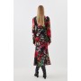 Garden Floral Printed Georgette Belted Woven Maxi Dress