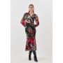 Garden Floral Printed Georgette Belted Woven Maxi Dress