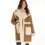 Brave Soul Womens Amalfi Shearling Coat Tan