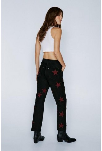 Suede Star Flare Trousers