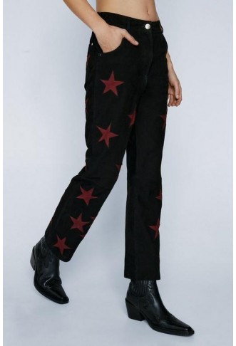 Suede Star Flare Trousers