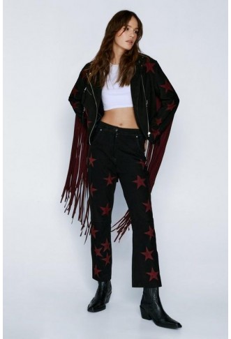 Suede Star Flare Trousers