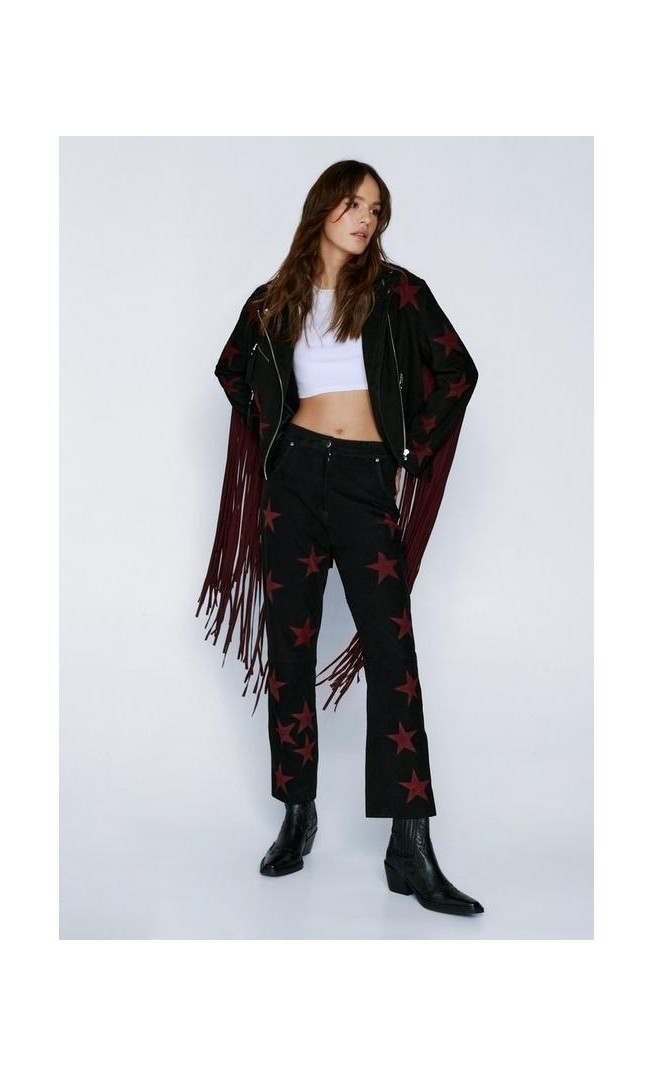 Suede Star Flare Trousers