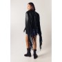 Faux Leather Fringe Back Biker Jacket