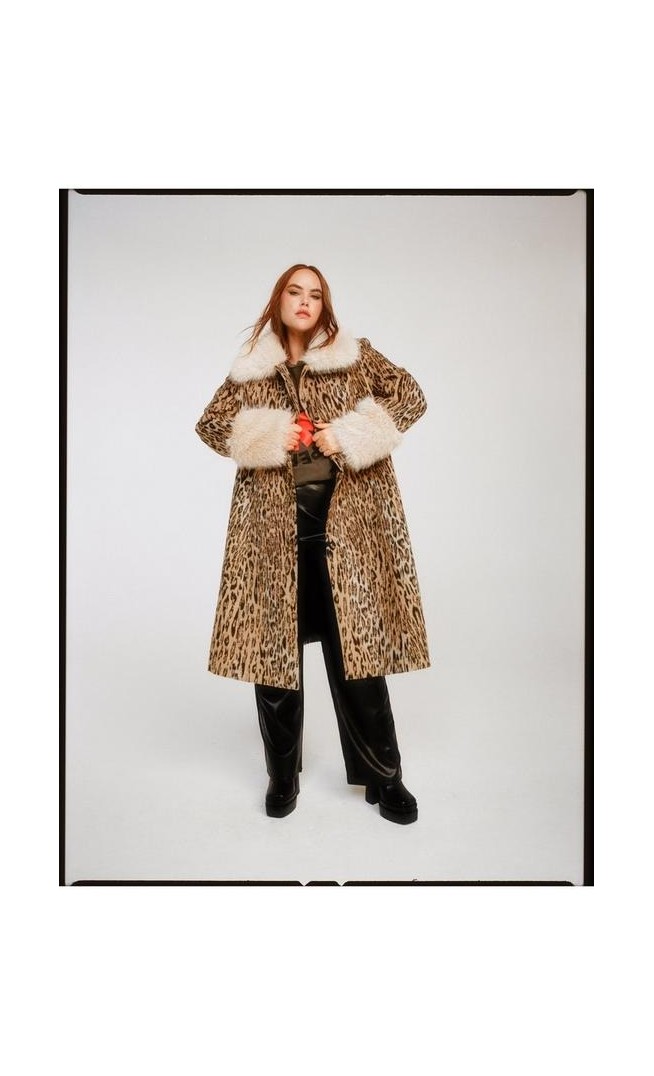 Plus Size Premium Wool Blend Animal Swing Coat