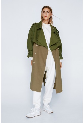 Two Tone Belted Oversized...