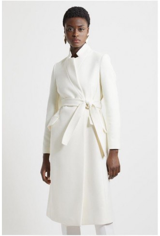 Ivory Italian Wool Belted...