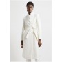 Ivory Italian Wool Belted Notch Neck Coat