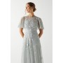 Embroidered Angel Sleeve Bridesmaids Maxi Dress