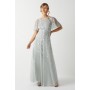 Embroidered Angel Sleeve Bridesmaids Maxi Dress