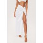 Crinkle Twist V Waist Split Maxi Cover Up Skirt