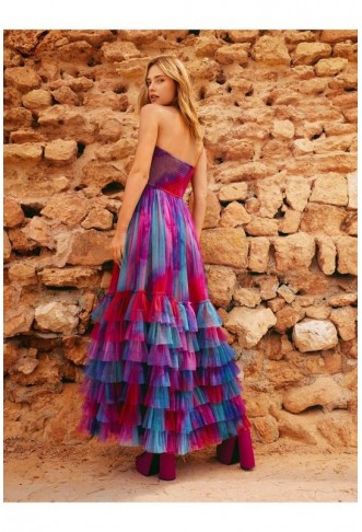 Tie Dye Tulle Bandeau Maxi Dress