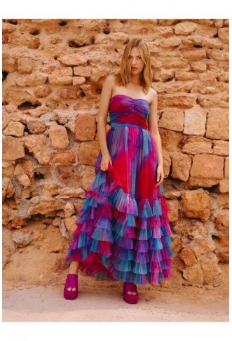 Tie Dye Tulle Bandeau Maxi...