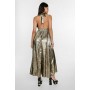 Metallic Plunge Maxi Dress