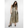 Metallic Plunge Maxi Dress