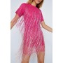 Tassel Beaded Mini Shift Dress