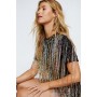 Tassel Beaded Mini Shift Dress