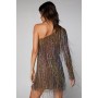 One Shoulder Tassel Fringe Mini Dress