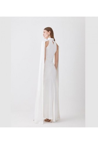 Premium Tie Neck Panelled Bias Maxi Dress