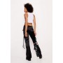 Satin Embroidered Strappy Cargo Pants