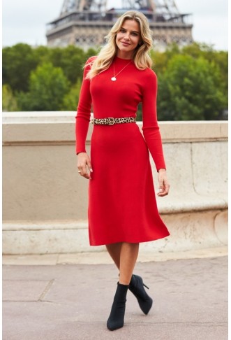 Flare Knitted Midi Dress