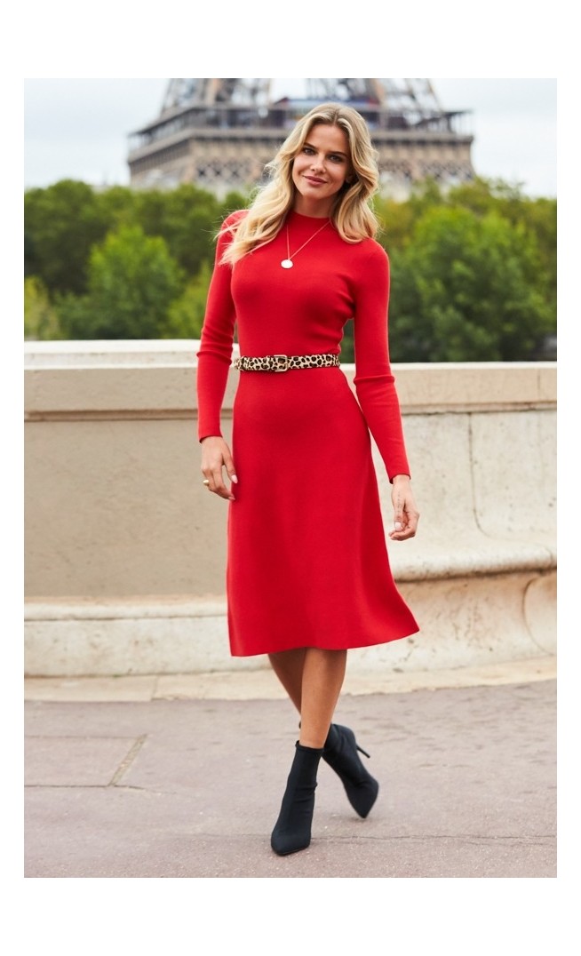 Flare Knitted Midi Dress