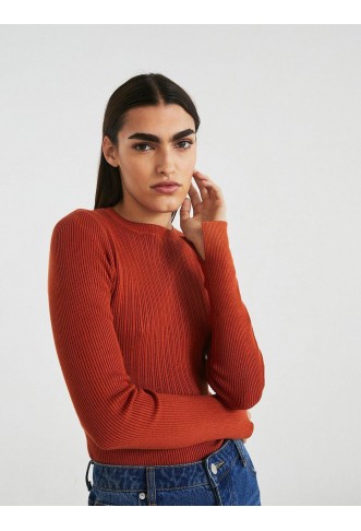 Ribbed Knit Crew Jumper