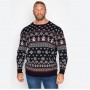 BADRHINO BIG TALL NAVY BLUE CHRISTMAS SNOWMAN JUMPER