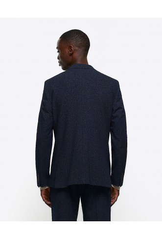 Navy Slim Fit Textured Suit Jacket