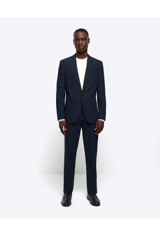 Navy Slim Fit Textured Suit...