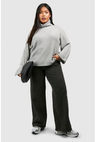 Plus Chunky Roll Neck Oversized Jumper