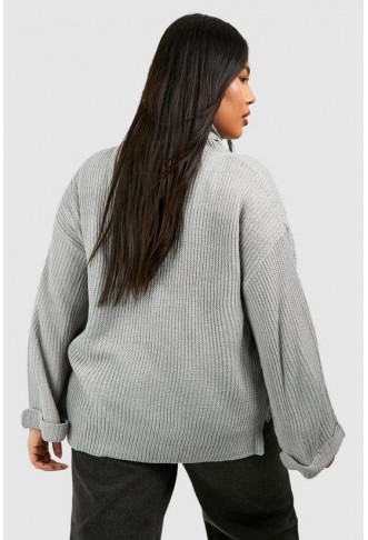 Plus Chunky Roll Neck Oversized Jumper