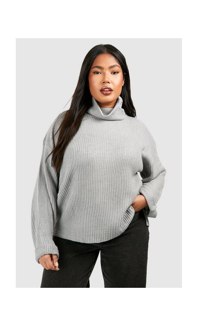 Plus Chunky Roll Neck Oversized Jumper